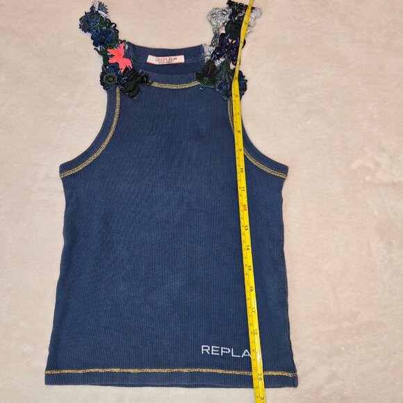 Replay vintage tank top with embroidered details blue, size XS - Picture 13 of 13